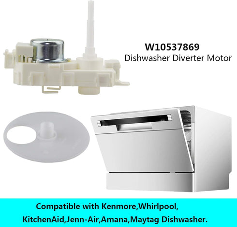 W10537869 Diverter Valve Motor for Whirlpool Dishwasher 2684962, PS5136127 W10476222 W10849439